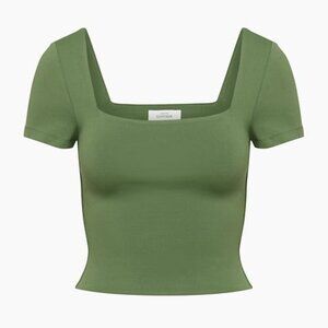 Babaton Aritzia Sencha Green Contour Square neck Short sleeve T-Shirt, Size XXS
